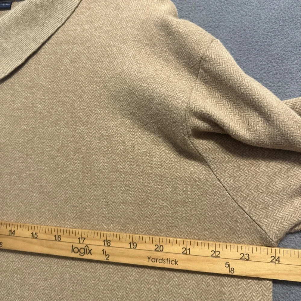 VTG Polo Ralph Lauren Herringbone Polo Shirt L/S Mens L Tan Heritage Old Money